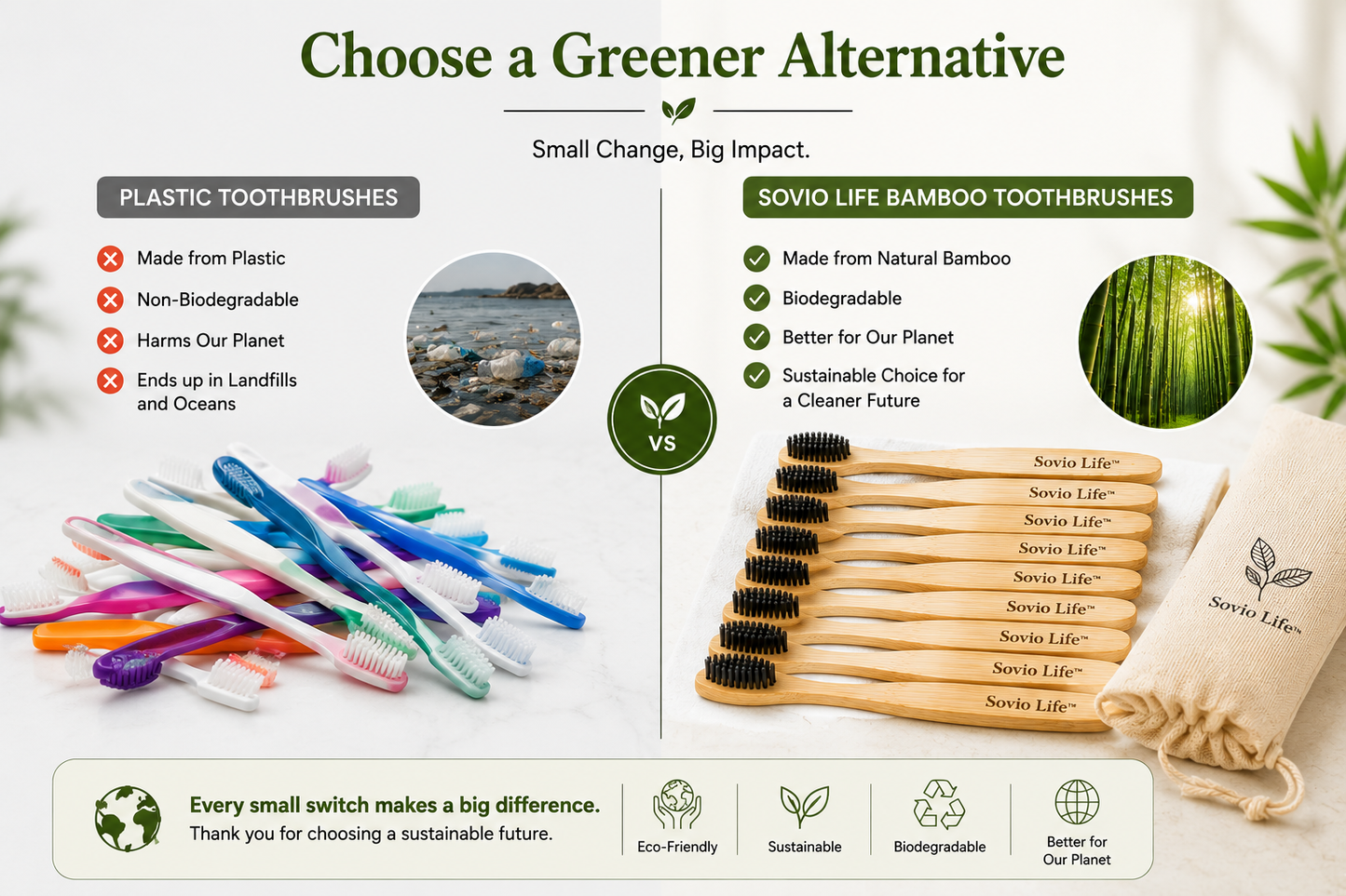 Bamboo Toothbrush PACK of 4