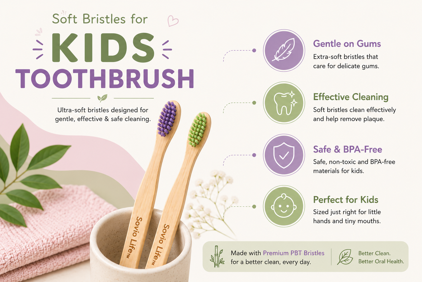 Bamboo KIDS Toothbrush | PACK of 4