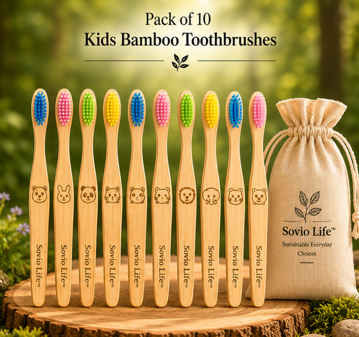 Bamboo KIDS Toothbrush PACK of 10