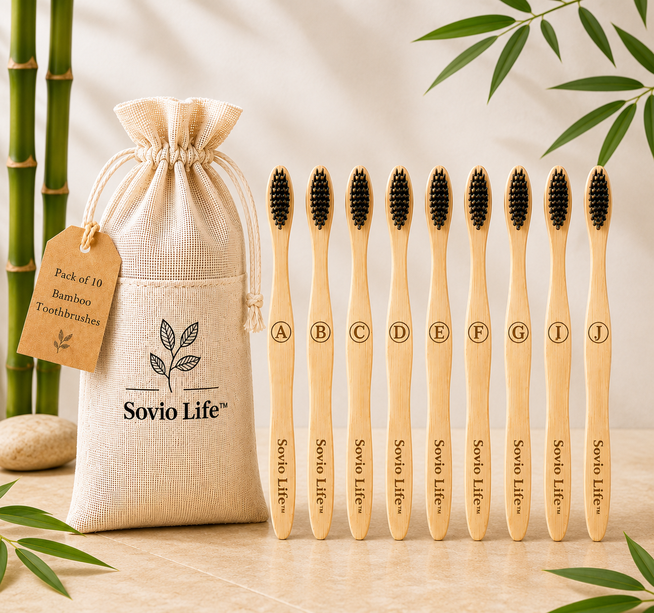 Bamboo Toothbrush PACK of 10