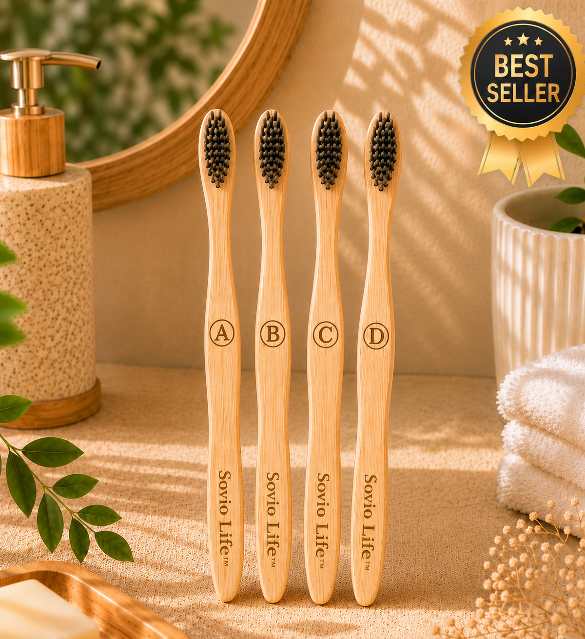 Bamboo Toothbrush PACK of 4